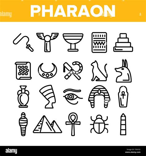 Pharaoh, Egypt King Vector Thin Line Icons Set Stock Vector Image & Art ...