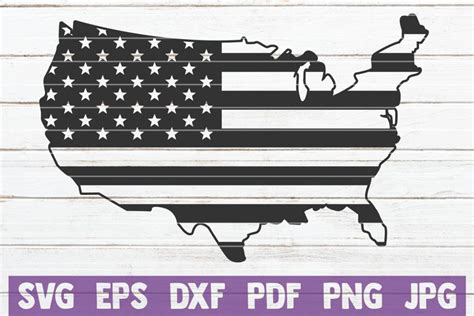 USA Map Flag SVG Cut File