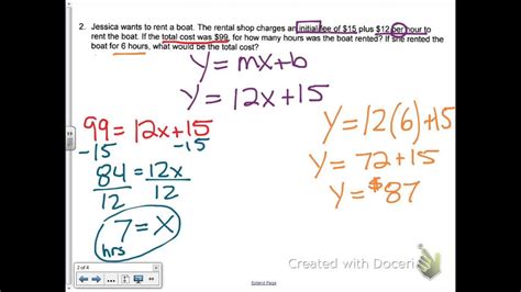 linear equation examples word problems