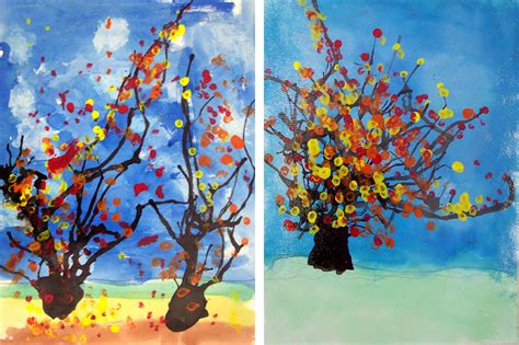 Straw Blown Fall Trees | Fall tree painting, Holiday art projects, Autumn trees