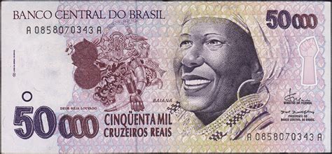 Brazil 50000 Cruzeiros Reais banknote 1993 Baiana|World Banknotes ...