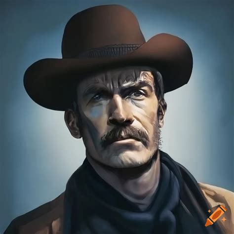 Retro western movie portrait of a man on Craiyon