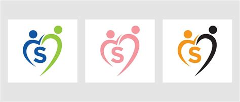 Letter S Community Logo Template. Teamwork, Heart, People, Family Care ...