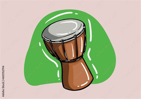 Hand drawn bongo drum cartoon style. African tam tam drum vector ...