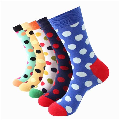 Five Color Mens Colorful Crew Socks - Premium Cotton Fun socks with ...