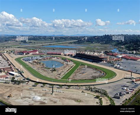 Aerial view of the The Del Mar Racetrack. Horse racing questrian performance sport, San Diego ...