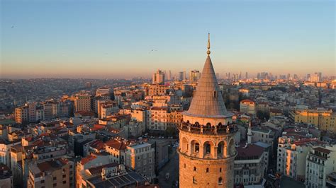 Galata tower in Istanbul, Turkie. Aerial drone shot from above, city centre Stock Footage,# ...