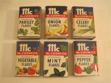 Vintage McCormick Spice Tins Parsley Onion Celery Vegetable Mint Pepper Vintage Kitchen Utensils ...