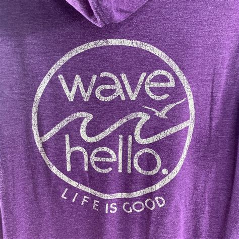 Life is Good Lightweight Hoodie Purple Wave Hello Long Sleeve Women’s L Logo | eBay