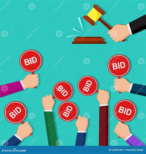 Hand Holding Auction Paddle. Auction and Bidding Concept Stock Vector ...