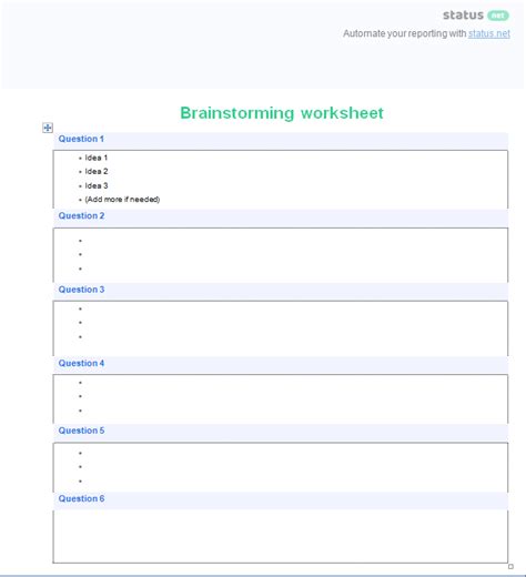 Brainstorming Session Template