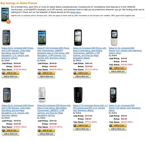 Nokia Phones 35% Cheaper at Amazon