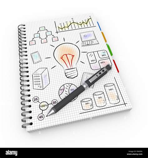 Ideas concept illustration design over a notebook Stock Photo - Alamy