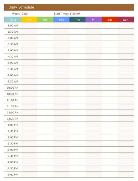 Printable Daily Time Schedule | Time management worksheet, Time ...