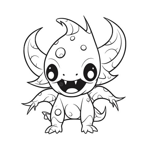 Cartoon Monster Coloring Page For Kids Outline Sketch Drawing Vector, Monster Drawing, Car ...