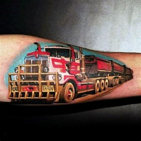 60 Truck Tattoos For Men - Vintage and Big Rig Ink Design Ideas Hot Rod ...