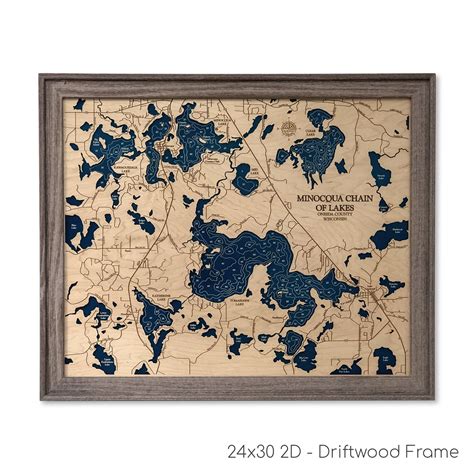 Minocqua Chain of Lakes Map Minocqua Lake Map 3D Lake Map - Etsy | Lake ...