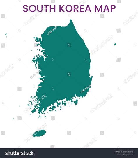 High detailed map of South Korea. Outline map of - Royalty Free Stock ...