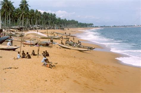 Postcard I bought in Ivory Coast: the beach in Vridi, Abidjan, Cote d ...