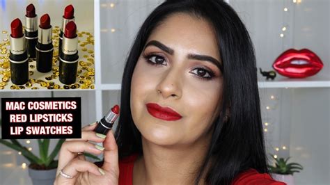 MAC Red Lipsticks Lip Swatches + Review | Mac Cosmetics | Mac Lipsticks - YouTube