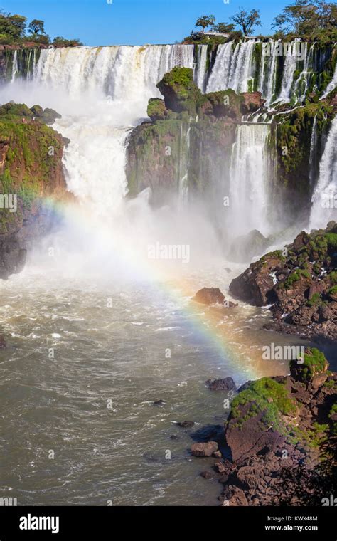 Rainbow and Iguazu Falls. Iguazu Falls are waterfalls of the Iguazu ...