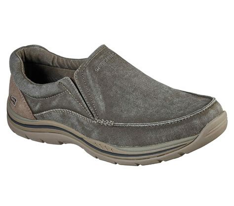 Skechers Khaki Extra Wide Fit Shoe Men Comfort Slipon Casual Canvas Loafer 64109 - Casual Shoes