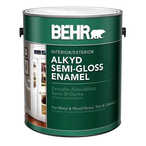 BEHR 1 gal. White Alkyd Semi-Gloss Enamel Alkyd Interior/Exterior Paint-390001 - The Home Depot