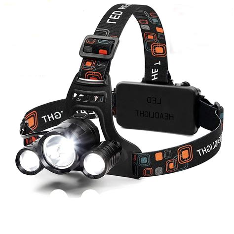 LED Headlamp Flashlight Kit,6000-Lumen Extreme Bright Headlight with Red Safety Light, 4 Modes ...