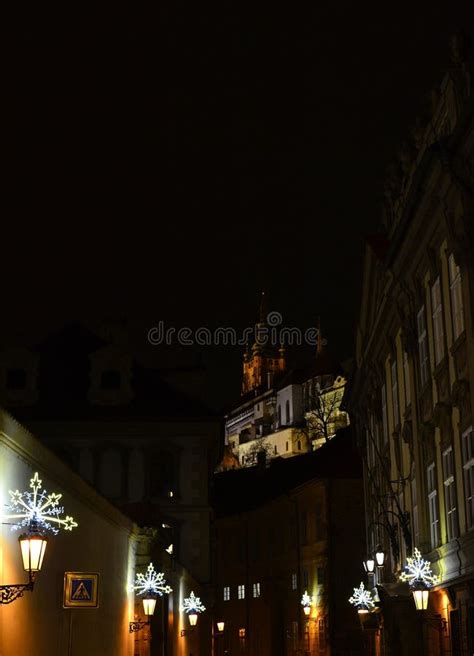 Prague castle at night stock photo. Image of valdstejnske - 237433346