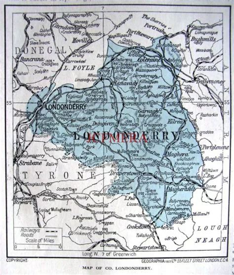 MAP OF COUNTY LONDONDERRY 1924 - Vintage Hutchinson's 'Britain ...