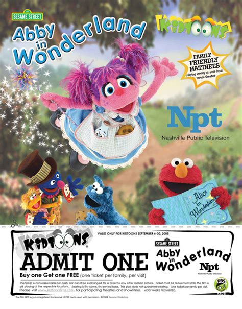 Sesame Street Abby in Wonderland Discount Offer - NPT Media Update