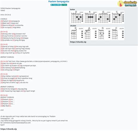 Chord: Paalam Sampaguita - Yano - tab, song lyric, sheet, guitar ...