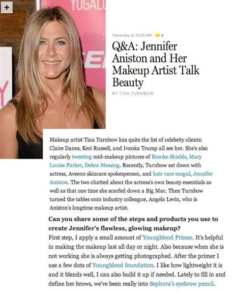 Jennifer Aniston's makeup artist, Angela Levin uses Youngblood's Mineral Primer and Liquid ...