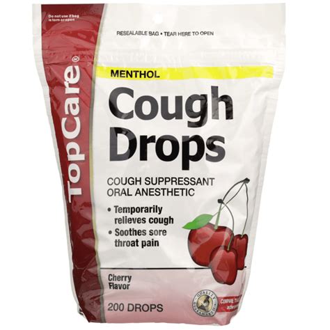 TopCare Menthol Cough Drops, Cherry (200 ct) - Instacart