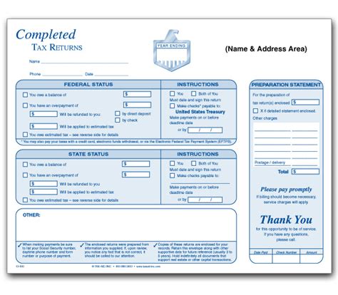 Completed Tax Return Envelope - Imprinted - Item: #13-001