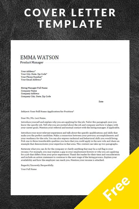 Cover Letter Template - Download for Free | Job cover letter, Cover letter template, Cover ...