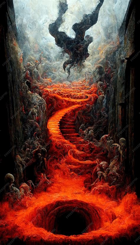 Premium Photo | The hell inferno metaphor souls entering to hell in ...