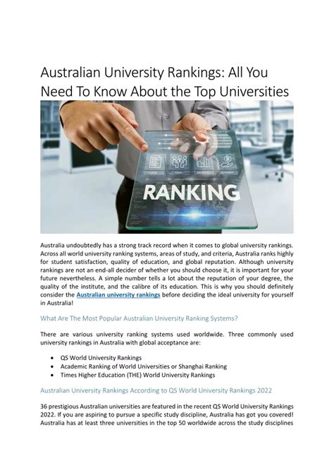 PPT - Australian University Rankings: All You Need To Know About the ...