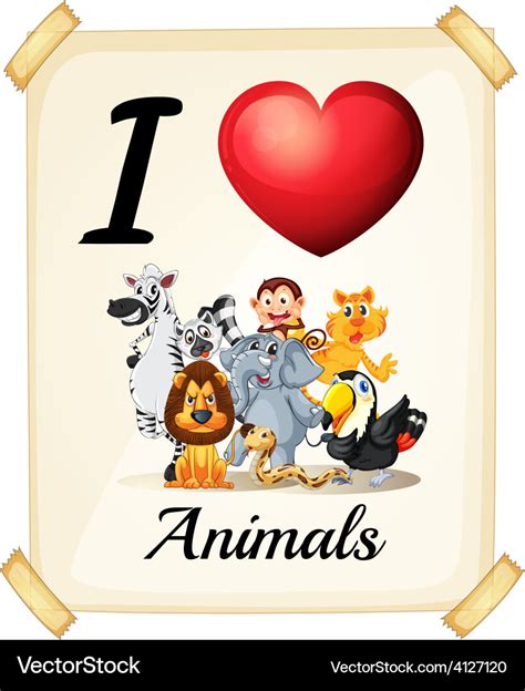 I love animals Royalty Free Vector Image - VectorStock