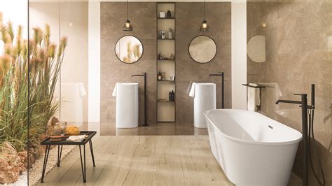 Elegance and harmony in beige and white bathrooms - PORCELANOSA