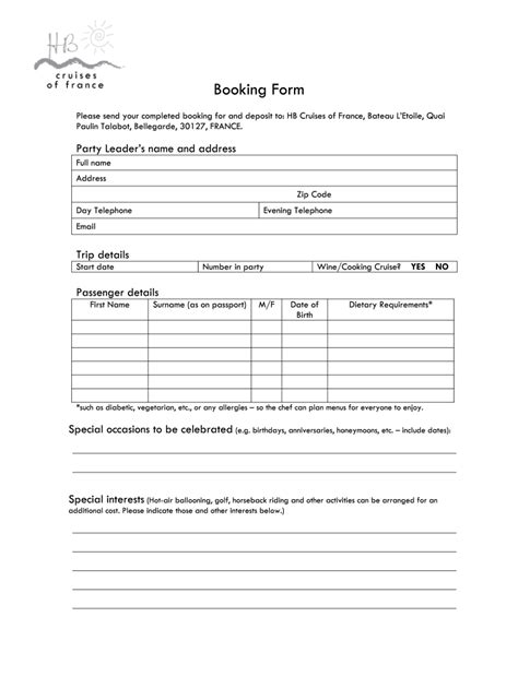 Blank Booking - Fill and Sign Printable Template Online | US Legal Forms