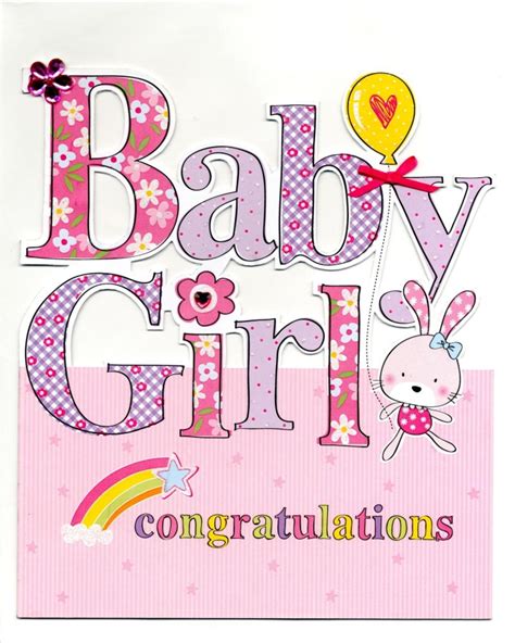 Large New Baby Girl Congratulations Greeting Card | Cards | Love Kates