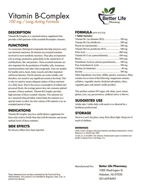 Vitamin B Complex - Better Life Pharmacy