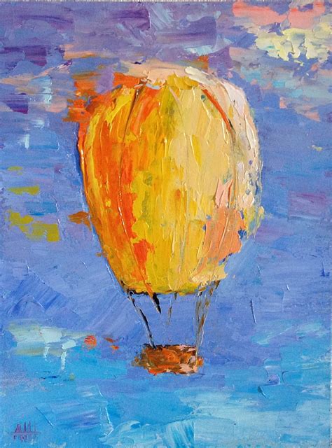 Hot Air Balloon Original Painting Small Oil Painting Hot Air | Etsy