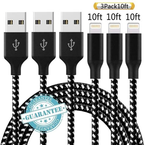 Amazon: Highly Rated Apple Device 3 Pack 10FT Nylon Braided Charging Cables