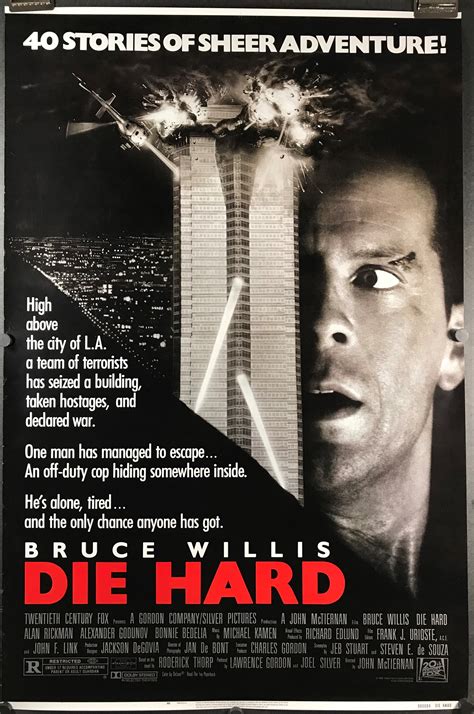 DIE HARD, Original, Vintage Action Movie Poster starring Bruce Willis - Original Vintage Movie ...