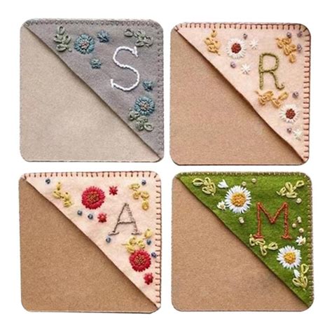 Hand Made Embroidered Bookmark Corner Page Clip Felt Book Page Divider ...