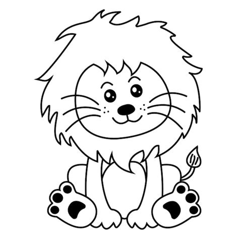 Cute Cartoon Lion Black And White