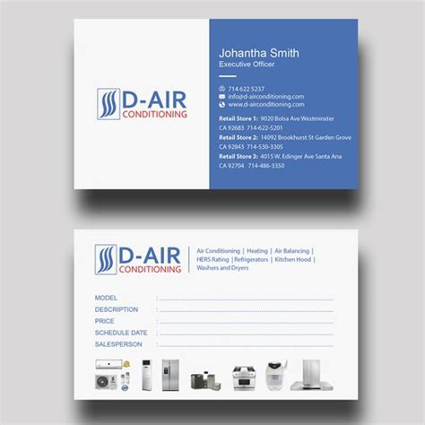 Design a business card for an air conditioning company | Business card ...