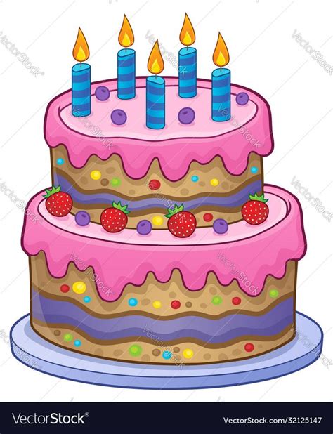 Birthday cake with 5 candles vector image on VectorStock | Birthday ...